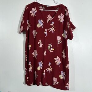 Madewell Women's Knee Length Dress Size Medium Tropical Floral V Neck Short